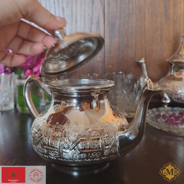Silver Moroccan Malaki Teapot Authentic handcrafted