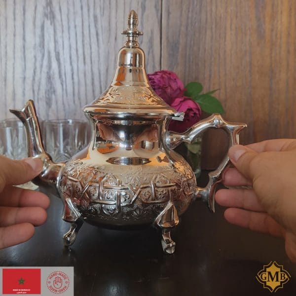 Silver Moroccan Malaki Teapot Authentic handcrafted