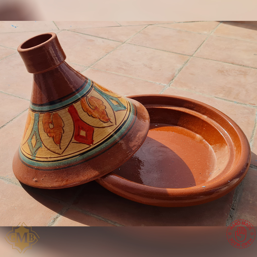 TA7107 Hand-thrown from Marrakesh Casa Moro Moroccan Tagine Terra Natural Diameter 26 cm for Cooking for 2-3 People Unglazed Garden Pot Clay Pot 