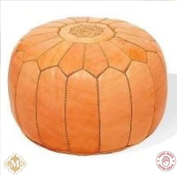 Moroccan Round Leather Pouf