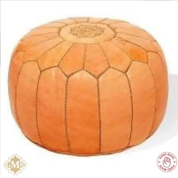 Moroccan Round Leather Pouf