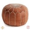 Moroccan Round Leather Pouf