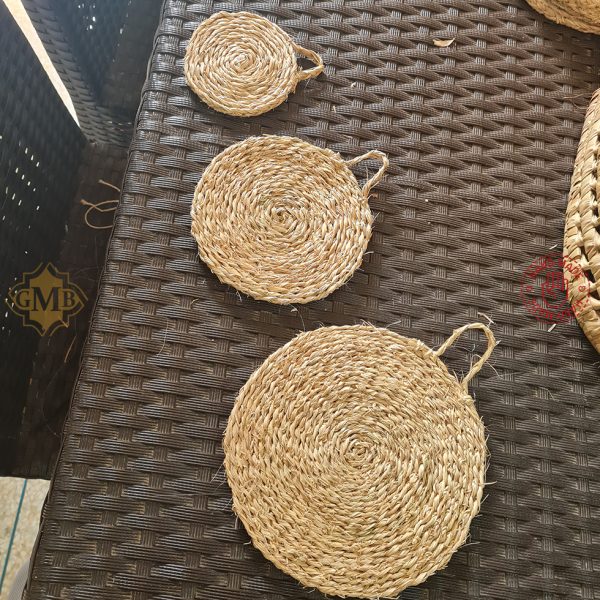 Boho Natural Straw Coasters Set Moroccan Handmade
