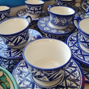 Moroccan Coffee Cup and Saucer Set Fassi, Espresso Cups Set
