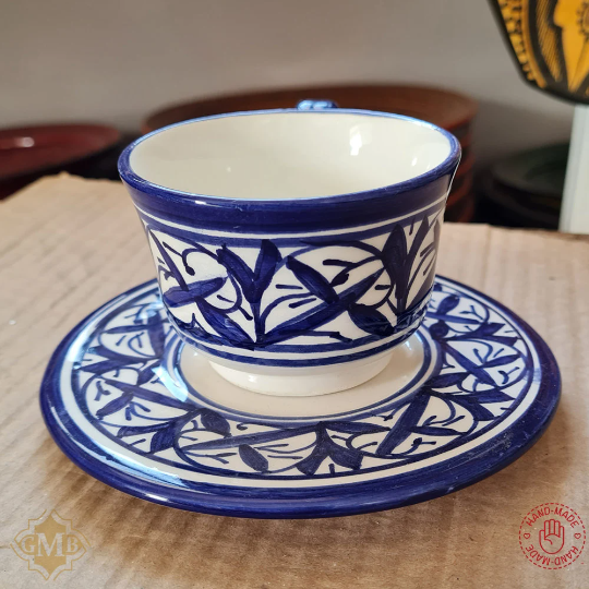 Handmade Porcelain Espresso Cup and Saucer Set Hand Painted