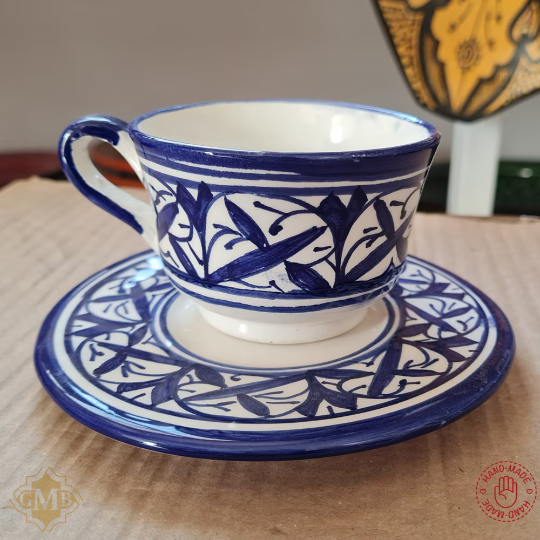 Handmade Porcelain Espresso Cup and Saucer Set Hand Painted